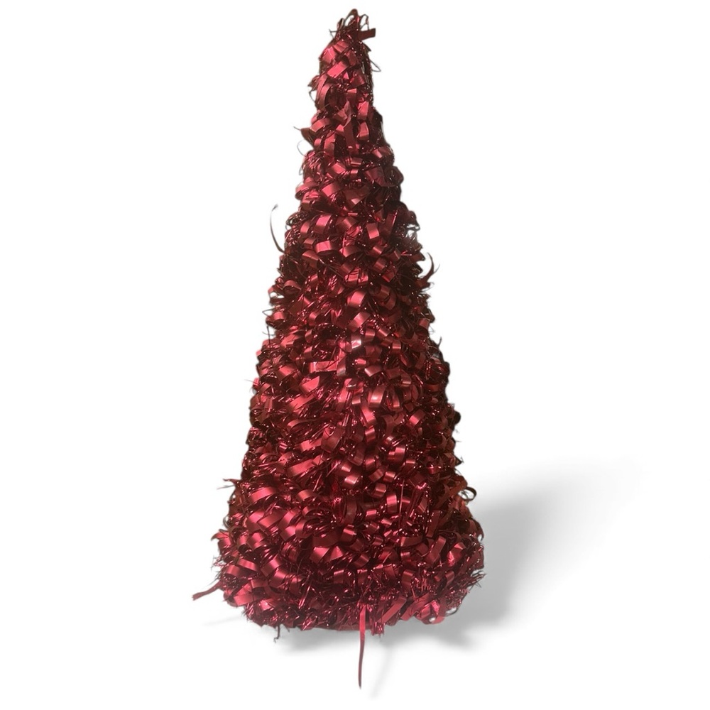 Christmas Tree Festive Red Tinsel